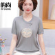KuZHANG (KUZHANG) middle-aged and elderly women's summer clothing new Chinese knitted shirt fashionable short-sleeved T-shirt mother summer ice silk top set 9922 light powder M Recommended 85-100Jin [Jin equals 0.5 kg]