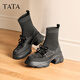 
Heshe (TATA) Sun Leyan same style of Meow Claw Boots for Women's Socks Boots Thick Sole Thin Slim Boots Elastic Short Boots CEG08DZ5 Black 35