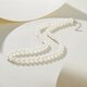 Beijing Gold Trading Center Co., Ltd. classic pearl necklace white millet beads imitation pearls and oyster beads silver chain as a birthday gift for mom, about 6-6.5mm