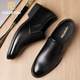 
2025 new genuine leather men's leather shoes for summer cowhide and breathable business casual shoes soft sole height-enhancing groom shoes JS12118-1 black [flat heel] 42 (260mm) standard code