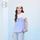 Zihan (ZIHAN) Zihan round neck short-sleeved T-shirt blue grid camisole baby doll shirt two-piece suit for women 2025 summer new style blue grid L