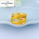 Iosn5D hard gold gold five-ring ring for women 999 solid gold interlocking brushed shiny ring index finger ring for girlfriend 16# about 2.60g