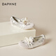 Daphne shallow mouth ballet dance shoes for women flat low heel lightweight commuter breathable sports casual shoes Silver 38