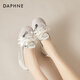 Daphne shallow mouth ballet dance shoes for women flat low heel lightweight commuter breathable sports casual shoes Silver 38