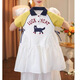 Ttpmer Girls Sommer Mode Polo-Rock kurzärmelige Kinderstil Kleid 9221-Kartoon Katze Polo-Rock 120