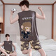Junjun Suidi Mei Pijamas para hombres Chaleco de verano modal Seda de hielo Conjunto de ropa para el hogar de dibujos animados para hombres adolescentes y estudiantes Modal-Z838 Wukong XL (Altura 170-175 125-145 Jin Jin equivale a 0,5 kg)
