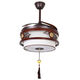 
New Chinese fan chandelier bedroom living room solid wood invisible home Chinese style retro fan frequency conversion restaurant chandelier 9898 three-color 48-inch DC frequency conversion silent pure copper