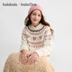 Balabala children's clothing children's sweaters for boys and girls 2025 winter round neck Fair Isle sweater parent-child knitted sweater 208425103002