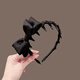 Zhuo Keke wavy toothed bow headband high skull broken hair clip satin headband 2025 new high-end hair accessories headband black