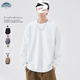 Dingfengbaoluo pure cotton American men's long-sleeved round neck T-shirt casual solid color loose autumn bottoming shirt SK260 white S