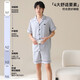 Yalu (Yaloo) Pyjamas Männereis-Eisseide dreiteiliger Sommer dünne hautfreundliche, atmungsaktive, einfache und komfortable, lässige Home-Kleidungsstoffe 14906 + 15906 (kurze Ärmel + Shorts + Hosen) L