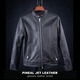 PJL's new single sheepskin simple stand-up collar short jacket trendy men's new leather jacket M-31 leather jacket black M (135Jin Jin is equal to 0.5 kg or less)