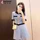 Pájaro carpintero (Tucano) Mujer coreano Summer Small Fragance Style Traje de gran tamaño, pantalones cortos delgados de tamaño, sets de dos piezas para personas pequeñas con 2xl azul