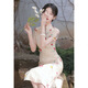 Xianxiu mejorado Cheongsam 2025 Temperamento de verano Vestido blanco Estilo nacional 831 Chiffon verde S