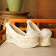 Juan's silk 2025 old Beijing cloth shoes ancient style high-rise bow shoes ethnic style embroidered shoes erect toe pendant pearl Hanfu shoes women pink 37