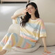 
Pure cotton pajamas for women in summer short-sleeved trousers set 2025 new Korean version of cute summer cartoon casual season home clothing 9711 L [100-120Jin [Jin equals 0.5 kg]]