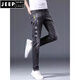 Jeep Spirit Jeans Мужские стройные ноги мужские брюки разорванные модные бренды эластичное похудение 2025 Летние тонкие брюки с длинными мужчинами 6636 черные 30 (2 фута 3) 120jin [Джин равняется 0,5 кг]