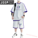 Jeep Spirit juventud Summer NUEVO SET Deportes Jóvenes Camiseta de manga corta Camiseta Ice Seda Shorts Ropa 9928 Beige Set L Aproximadamente 110-125 Jin [Jin equivale a 0.5 kg] se puede usar