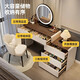 Xinang Modern Simple Drawer Cabinet Integrated Dressing Cabinet Small Apartment Cream Style Bedside Cabinet Bedroom Solid Wood Dressing Table Dressing Table 100cm Khaki Table + Three Drawer Cabinet + Round Mirror + Petal Chair*