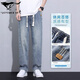 Sieben Wölfe 2025 Neue Trend Spring- und Sommer Elastic Taille Draw String Jeans für die trendige Marke für Männer lose und vielseitige neue Freizeithosen 1098 Hellblau M [Empfohlen 80-110jin [Jin gleich 0,5 kg]]