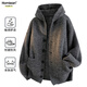 Homlean lazy style hooded cardigan sweater for men in autumn loose casual warm sweater jacket HY07 dark gray L