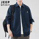 JEEP SPIRIT吉普日系复古长袖衬衫男秋季潮流休闲工装衬衣外套男 宝蓝 XL