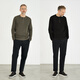 TWO PALMS imported 100% Merino wool Henry collar sweater men's sweater thin spring and autumn black L