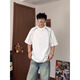 POUM Kurzärärmiges T-Shirt für Männer Sommer Neue amerikanische trendige Spleißen gestreiftes Design Casual halbärmelige Basis CQS-1421 White XL