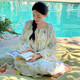 
2025 autumn long-sleeved nightgown for women, sweet and loose princess style pajamas for women, long pullovers, can be worn outside home clothes A13063: light yellow flower shadow bra nightgown 2XL (170-175cm, 140-160Jin[Jin equals 0.5 kg])