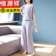 恒源祥2025新款中年妈妈夏装套装洋气短袖冰丝T恤中老年女装针织两件套 9923藏青色 4XL :(建议160-170斤)