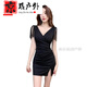 喆炜夜场工作服女夜总会连衣裙女深V礼服足疗足浴技师工作服性感包臀 3882黑色 S  建议80-95斤
