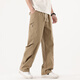 Greatluia Hosen Sommer Herrenfarbe Falten Nieten dekorative Straight Casual Hosen Lose Sporthosen Herren trendige schnell trocknende Hose 723 Khaki M.