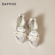 Daphne shallow mouth ballet dance shoes for women flat low heel lightweight commuter breathable sports casual shoes Silver 38