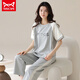 
Catman MIIOW pajamas for women in spring and summer short-sleeved trousers Korean style students can wear pure cotton home clothing suits outside in summer YZT9720 Short-length L (100-120Jin [Jin equals 0.5 kg])