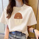 
220g pure cotton short-sleeved T-shirt for women 2025 summer loose and versatile round neck straight shoulder printed top T-shirt B701YL 623 pink M