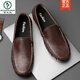 Pecker Beanie Chaussures Men's Summer en cuir en cuir creux Hollow à style britannique British Business Casual Sandal En cuir Soft Sole Driving Lazy Chaussures 9901 (respirant) marron 38 [Taille de chaussure en cuir standard]