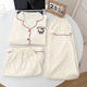 JINGPUFEI CARTOONE DACKSHUND DOG PAJAMAS À MANDE CORTES POUR LES FEMMES TROIS PIEUX Coton Gauze vêtements de maison mignons Yunduo Cotton-9905 # Black Love Three Set M [Suggestion 75-100jin [Jin est égal à 0,5 kg]]]