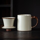 Yicup Ruyao office cup with filter ceramic mug tea cup office tea cup tea water separation cup dragon handle beige