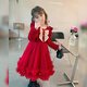 Nisha Beier Girls Dress Autumn and Winter 2025 New Velvet Winter Girls Red New Year Clothes Children Red 130
