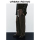 UR2025 new winter men's retro casual elastic waist drawstring plus velvet wide leg pants UML650125