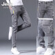 Jeep Spiritjeep Jeep Jeep Herren schlanker kleiner Fuß Spring- und Sommer -Herrenhose Rippte Trendy Brand Elastic Slim Summer Herrenhosen 6636 Grau + 306 Black 28