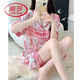 浪莎（LangSha）国风水墨画冰丝睡衣女夏季天新款短袖薄款女士粉色丝绸家居服套装 LW-9214【短袖短裤】 L 【建议100-120斤】