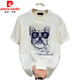 Pierre Cardin Trendy Brand 2025 Nueva camiseta de manga corta de otoño para la camiseta de perro de caricatura simple de caricatura simple de moda para hombres.