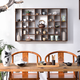 Sanqihu solid wood Duobaoge tea cup rack teapot tea set storage storage wall-mounted display rack Chinese retro tea re-burning special shape 4839 grid large size