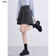 Betu women's 2025 autumn new skirt college style A-line pleated skirt versatile short skirt skirt 2508T65 dark gray M