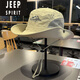 Jeep (JEEP) comfortable cotton and linen fabric mountain sun visor hat for men and women hiking and camping fisherman hat outdoor fishing protection khaki color - quick-drying outdoor fisherman hat head circumference 52-61cm