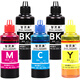 Encre d'imprimante universelle de Zhilingmei adaptée à HP Canon Epson HP803 805 680 2132 Four couleurs MP288 MG3680 COLONNEMENT NOIR à jet d'encre continu Cartouche Five-Pack 100 ml de couleur noire