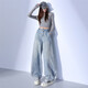 
Light-colored scimitar jeans for women in summer 2025 new pear-shaped meat-covering drooping small banana wide-leg pants light blue trousers L size recommended 110-119Jin [Jin equals 0.5 kg]