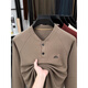GOLDLION G+Goldlion broken code 2026 German velvet two-button Henry collar sweatshirt men's autumn and winter new casual pullover loose khaki M (recommended 95-110Jin Jin is equal to 0.5 kg)