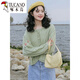 Holzspecker kurz gestrickte Strickjacke für Frauen 2025 Neues dünner Frühjahrspullover Sommer Hollow Top Aprikosenfarbe M 95-105jin [Jin gleich 0,5 kg]